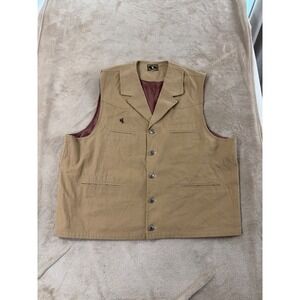 Wyoming Traders Mens Vest XXXL Tan Western Cowboy Style Sleeveless cotton EUC